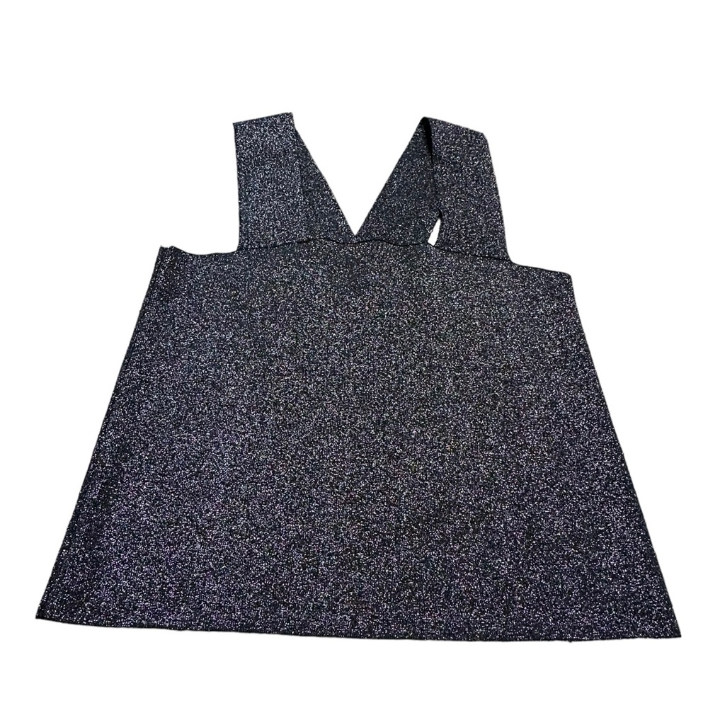House of Harlow 1960 Black and Silver Glitter Crop Top